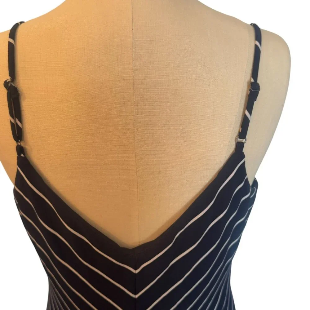Lauren Ralph Lauren Navy/White chevron stripe maxi dress size 8 - Picture 6 of 8